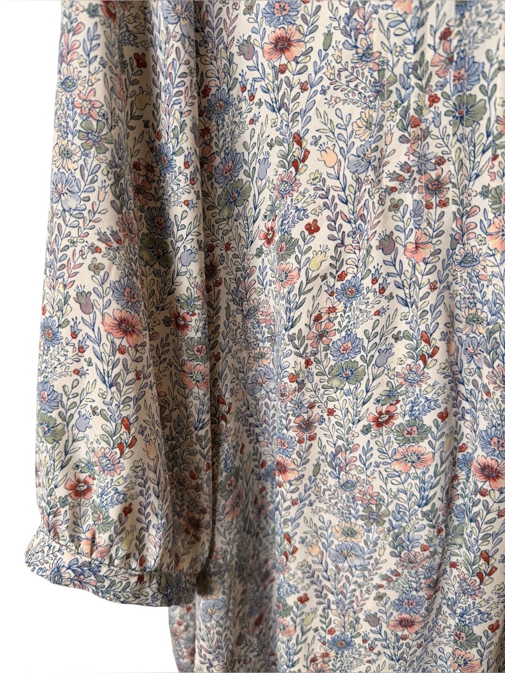 Rose & Olive 2X Cream Floral Peasant Blouse - Picture 3 of 4